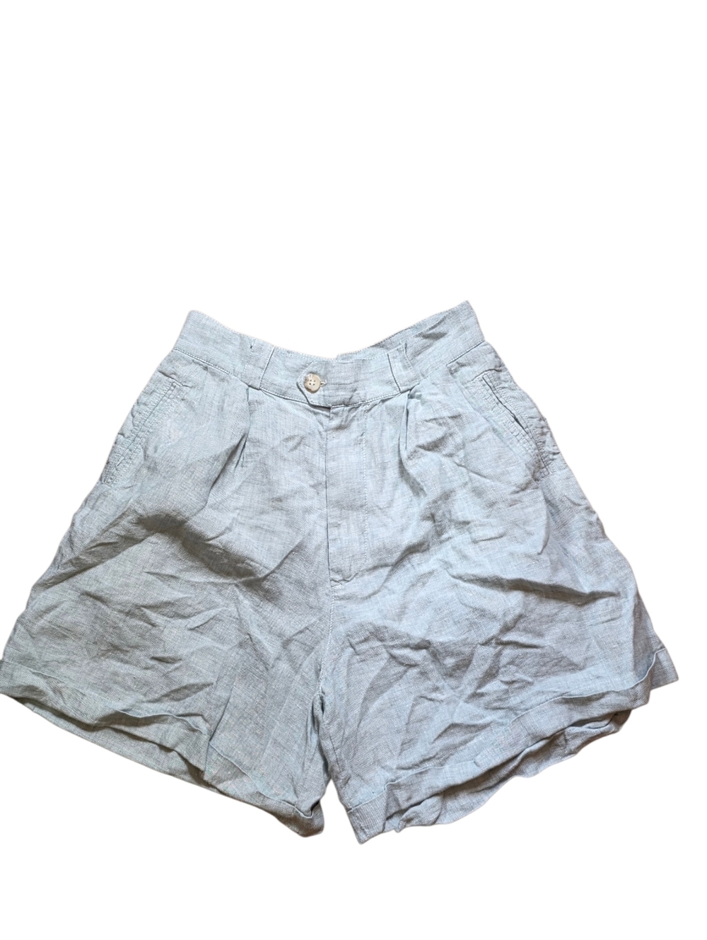 Et Vous Vintage French Green Linen Pleated Preppy Shorts Size 40 EUC